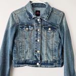 2B bebe Women's Blue Medium Wash Button Stretch Fitted Denim Jacket Size M Photo 3