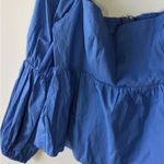Reformation Jaxley Puff Sleeve Square Neck Blouse Blue Photo 4