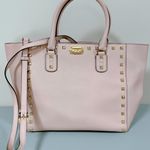 Michael Kors Light Pink Mauve Leather Gold Studded Designer Satchel Bag Handbag Purse Pocketbook 🎀 Photo 3