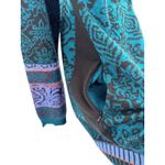 Icelandic Design Zip Sweater Coat Nordic Fair Isle Boho Tribal Wool Blend M Green Size M Photo 4