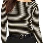 Ralph Lauren Women's Top Sz XL Striped Metallic Black Gold long sleeve Boat Neck Photo 0