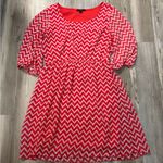 Espresso Red and White Chevron Casual Dress Size M Photo 5