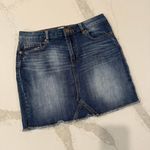 Indigo Rein Denim Jean Mini Skirt Women's 7/27 Dark Wash Blue Frayed Hem Western Photo 0