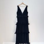 Mac Duggal NEW Woman's Pleated Ruffle Tiered Plunge Back Detail Deep V-Neck Maxi Photo 4