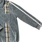 POL Oversized Grey Corduroy Plaid Shacket Coastal Cowboy Button Down L Photo 7