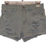 Aeropostale  High Waisted Shorty Distressed Shorts Green Photo 0