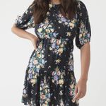 O'Neill  Black Floral Alta Ruffle-Hem Mini Dress Junior's Small Puff-Sleeve Photo 10
