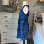 Simply Vera  Dress Vera Wang Royal Blue Black Floral Womens 4 Silky Small Photo 4