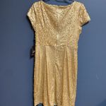 Adrianna Papell NWT WO SIZE 10 SHORT SLEEVE MIDI GOLD SEQUIN COCKTAIL DRESS Photo 8