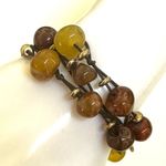 Cookie Lee triple strand carnelian gemstone polished nugget brown silk cord bra Photo 0