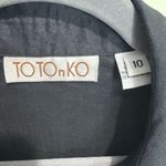 Toto N Ko Women’s Black Linen Western Style Button Front Shirt Lace Inset Sz 10 Photo 2