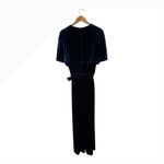 Alex Marie Jumpsuit Women 18 Navy Blue Velvet Cape Sleeves Belted Wide Leg Beth Photo 3