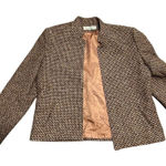 Vintage Prestige of Boston Brown Herringbone Wool blend Tweed Blazer Size 12 Photo 0