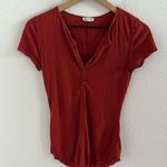 Free People Intimately Lightweight Front Button Ribbed Tee Baby T-Shirt XS Photo 0