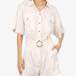frame denim Frame white linen blend shorts button down romper Photo 0