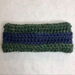 Wool Green and Navy Crochet Twist Ear Warmer Headband Photo 5