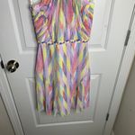 Shoshanna  pastel Rainbow Braided Halter Dress Geometric Summer‎ Party Size 2 Photo 2