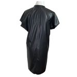 Theory  Black Paper Faux Leather Button Front Triangle Shift Dress Size P Petite Photo 5