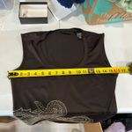 Y2K Brown Round Neck Sequin Tank Top Grunge Romcom Dragon Womens XS NY & Co Photo 3