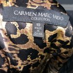 Carmen Marc Valvo Black Ribbed Metallic Square Neck Cap Sleeve Short Dress Sz 10 Photo 11