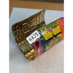 Colorful Geometric Wide Cuff Bracelet With Gold Photo 1