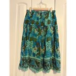 Coldwater Creek  Floral Tiered Midi Skirt Blue Green Rayon Women's Size M Photo 1