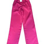 Lovers + Friends Barbie Pink Satin Wide Leg Pant XS Trouser High Rise $228 NEW Photo 3