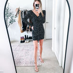 Likely Corinne Black & White Polka Dot Long Sleeve Ruffle Mini Dress Photo 2