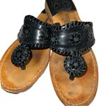 Jack Rogers  1960 Hamptons whipstitched black leather thong sandals! Photo 0