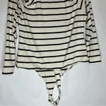 ASOS NWT  Black & White Striped Cutout Cold Shoulder Bodysuit - Size 12 Photo 3