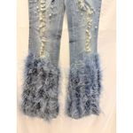Nichole Lynel | NEW Feather Pearl Flare Denim Small Gala Party Clubbing Blue Size 6 Photo 4
