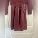 Shoshanna  Alexa Three Quarter Sleeve Faux Leather And Knit Combo Dress Photo 8