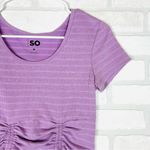 SO  Women's Lavender Short Sleeve Top w/Corset & Ruched Front‎ Size M Photo 3