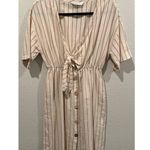 ZARA Linen Blend Striped Knotted Short Sleeve Mini Dress Photo 1