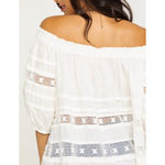 Free People Sounds of Summer Tunic Top White Lace Off Shoulder Boho Large Flowy Photo 3