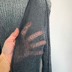 Women's Lettuce Trim Long Sleeve Tie Front Sheer Swimsuit Cover Up Gray OSFM Size undefined Photo 1