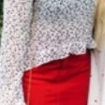 Topshop Red Jean Skirt  Photo 0