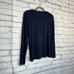 Calvin Klein  Navy V-Neck Longsleeve Stretch Top Relaxed Y2K Preppy M Blouse Photo 9