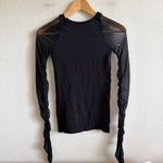 Free People Intimately Seamless Black Mesh Scrunch Long Sleeve Top Womens Small Photo 3