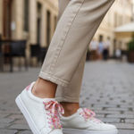 Black Poppy Pop Women's Breezy Lace Up White Multi-Color Low-Top Fashion Sneakers Size 6e Photo 0