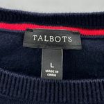Talbots  Women Navy Blue Fruit Embroidered Crew Neck 3/4 Sleeve Sweater Sz Large Photo 2
