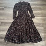 Vintage Black Floral Dress with Lace Detail Button Down Midi Size 8 Photo 1