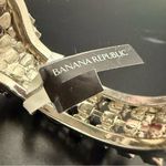 Banana Republic  Silver-tone Pave Rhinestones Flower Hinged Bangle Bracelet Photo 5