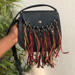 Mellow World Delilah Multicolored Fringe Tassels Saddle Leather Crossbody Shoulder Bag Purse Boho Western Hippie Indie Granola Black Photo 0