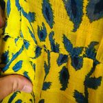 Tanya Taylor  Yellow Blue Printed Silk Chiffon V-Neckline Maxi Dress Size 2 Photo 10