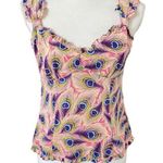 Nanette Lepore  Size 4 Peacock Feather Print Silk Tank Top Photo 0