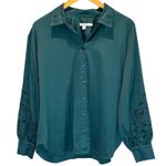 Chico's Blue Green Embroidered Button Down Shirt - size 2 (US 12) Photo 0