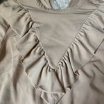 H&M Beige Ruffle Long Sleeve Blouse Photo 2