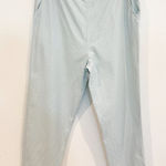 Vintage Diagonal Linen Cotton Elastic Pull On Pants Pastel Light Blue Vtg Medium Photo 0