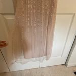 Adrianna Papell light pink beaded bridesmaid gown maxi size 6 thin strap v neck Photo 11